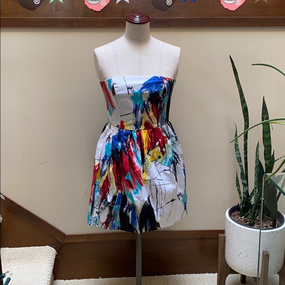 Multicolour Summer Strapless Dress